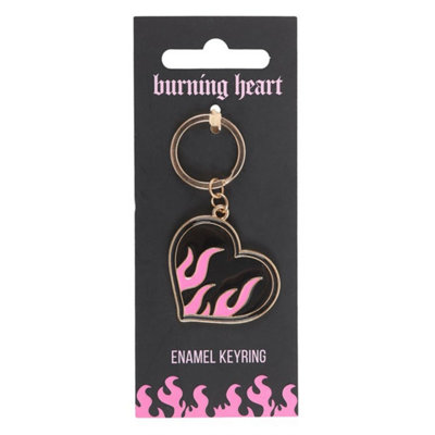 Burning Heart Keyring - Rebellious Flame Design for Keys & Bags