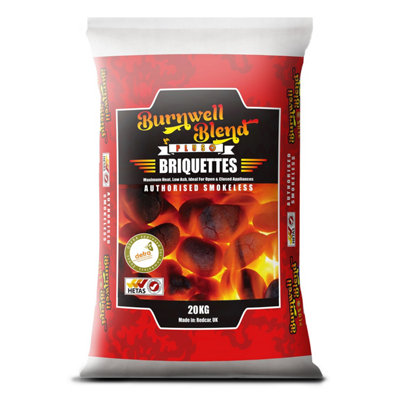 Burnwell Blend Plus Open Fire Stove Fuel High Heat Low Ash Smokeless Wood Coal 1 x Bag