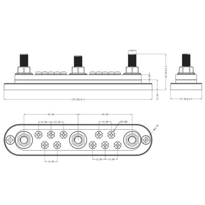 Bus Bar 300a 3xM10 terminal. Both