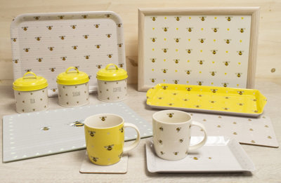 Busy Bees Rectangle Tray Yellow