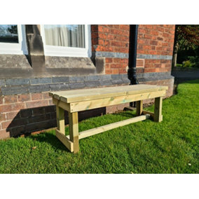 Butchers Bench, Wooden Garden Bench - L39 x W120 x H45 cm - Minimal Assembly Required
