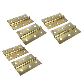BUTT HINGES 3" (75mm) - BRASS PLATED Door Hinges - 3 pairs