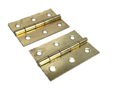 BUTT HINGES 3" (75mm) - BRASS PLATED Door Hinges - 3 pairs