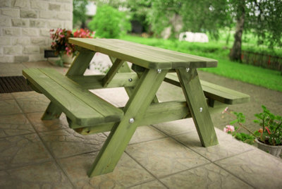 Buttercup Children's Picnic Table - Wood - L90 x W90 x H45 cm - Green