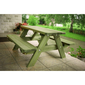 Buttercup Children's Picnic Table - Wood - L90 x W90 x H45 cm - Green
