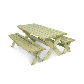 Buttercup Retro Picnic Table Set - Wood - L177 x W75 x H70 cm - Green