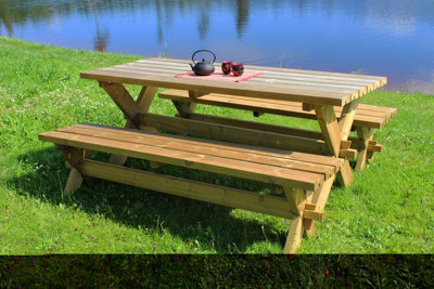 Buttercup Retro Picnic Table Set - Wood - L177 x W75 x H70 cm - Green