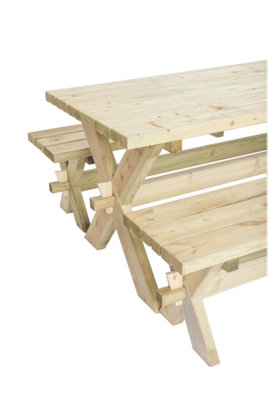 Buttercup Retro Picnic Table Set - Wood - L177 x W75 x H70 cm - Green - 3