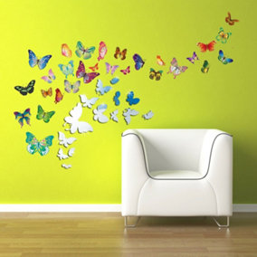 Butterflies Mirror Mirror Stickers Nursery Home Decoration Gift Ideas 48 pieces