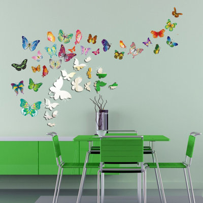 Butterflies Mirror Mirror Stickers Nursery Home Decoration Gift Ideas 48 pieces