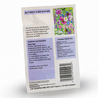 Butterfly & Bees Mixture Flower Seeds (Approx. 115 seeds) - By Jamieson Brothers