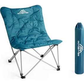 Butterfly Camping Folding Chair with Oversized Padded Moon Chair - Blue