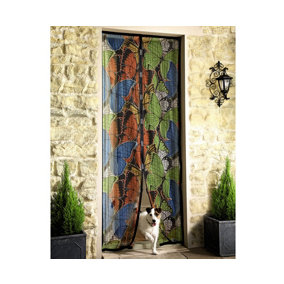 Butterfly Design Magnetic Fastening Fly Screen Door Curtain - Multicolour Summer Doorway Cover - 101 x 208cm