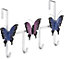 Butterfly Design Over-the-Door Hooks - Metal Hanger with 4 Hooks - Bathroom, Bedroom, Cloakroom, Utility Hanging Storage
