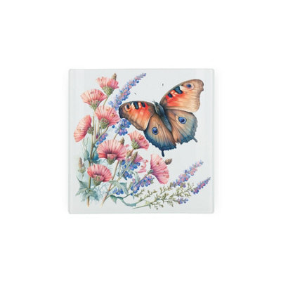 Butterfly Glass Hot Pot Stand -  Trivet Heat Resistant Pot Holder 20cm x 20cm