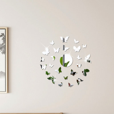 Butterfly Mirror Stickers, 3D Acrylic Wall Stickers, Removable Silver ...