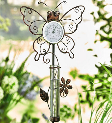 Outdoor Thermometer-Thermometer for Outside Temperature - Metal Stake  Thermometer and Hygrometer Outdoor Garden Decor Butterfly and Leaf - Yahoo  Shopping