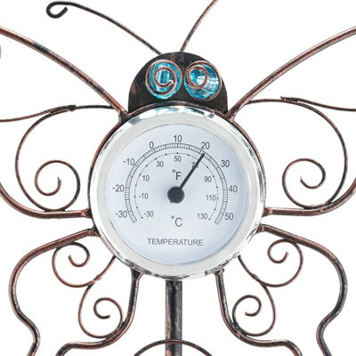 Rain Gauge Outdoor With Thermometer, Detachable Spiral