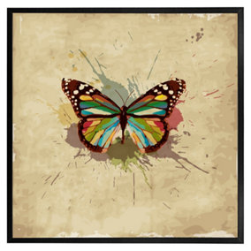 Butterfly & paint splats (Picutre Frame) / 12x12" / Brown