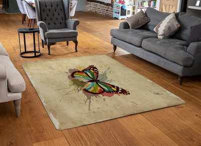 Butterfly & Paint Splats Special Soft Home Rug