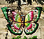 Butterfly Solar Light - 57 x 40cm Multicoloured Garden Wall or Fence Light - Outdoor Hanging Metal Decoration Ornament