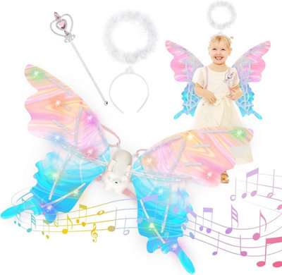 Butterfly Wings and Halo Light up Wings with Musical Cosplay Fancy Dress-up  for Kids