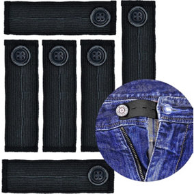 Button Extender for Trousers with Adjustable and Retractable Elastic Waistband Straps (6 Pack)