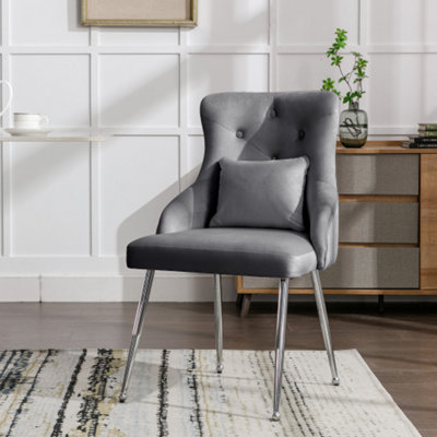 Button Pattern Dining Chair, Bedroom Living Room Chair with Lumbar ...