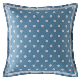 Button Spot Polka Dot Filled Cushion Blue