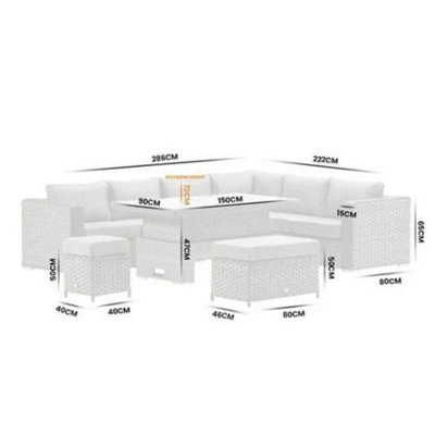 Buxton Rattan Garden Rising Corner Dining Set With Fire Pit - 4