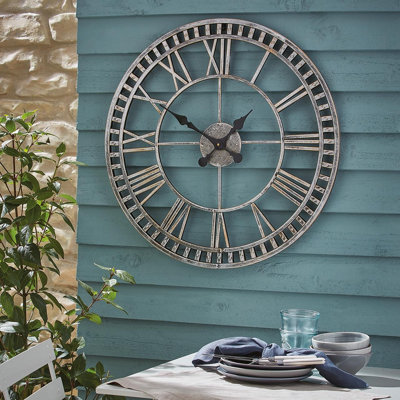 Buxton Skeleton Indoor or Outdoor Clock - Battery Powered Weatherproof Metal Home or Garden Quartz Clock - Measures 60cm Diameter