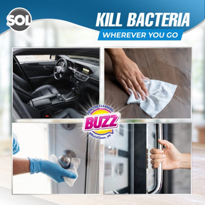 Buzz Antibacterial Wipes - 200pk - Lemon Scented Cleaning Wipes Antibacterial Surface Cleaning - Kills 99.9% of Bacteria