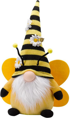 Buzz Gonk - Black & Yellow Bumble Bee Faceless Soft Plush Stuffed Tomte Gnome Novelty Home Ornament Decoration - H37 x W23 x D11cm