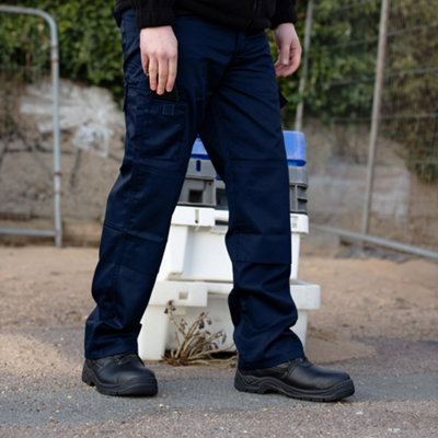 BWM Mens Navy Lightweight Cargo Combat Work Trousers with Knee Pad Pockets (W28, L29)