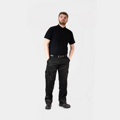 BWM Mens Navy Lightweight Cargo Combat Work Trousers with Knee Pad Pockets (W28, L29)