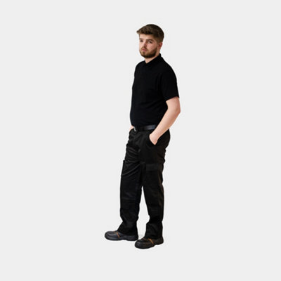 BWM Mens Navy Lightweight Cargo Combat Work Trousers with Knee Pad Pockets (W28, L29)