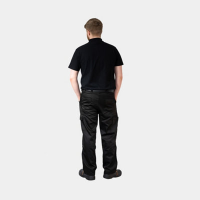 BWM Mens Navy Lightweight Cargo Combat Work Trousers with Knee Pad Pockets (W28, L29)