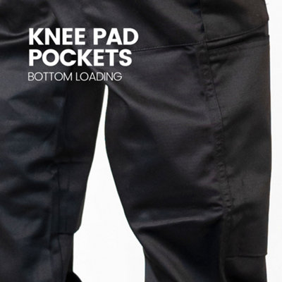 BWM Mens Navy Lightweight Cargo Combat Work Trousers with Knee Pad Pockets (W28, L29)