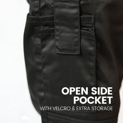 BWM Mens Navy Lightweight Cargo Combat Work Trousers with Knee Pad Pockets (W28, L29)