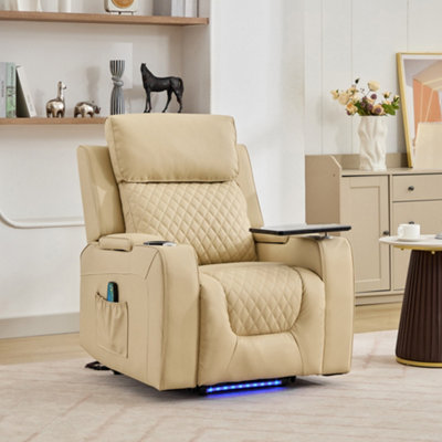 Byron Electric Riser Recliner Chair with Massage and Heat - Cream