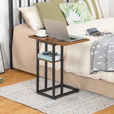 C Shaped Side Table, Foldable Sofa Side Table, Bedside Snack Table ...