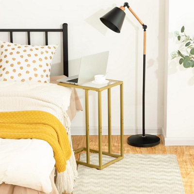 C Shaped Side Table, Tempered Glass Gold Side Table, Under Sofa Table ...