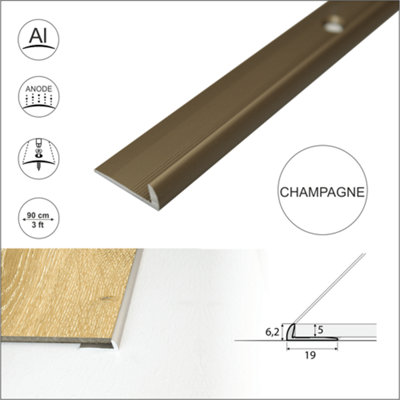 C10 Anodised Aluminium LVT Edging Profile Threshold  For 5mm Flooring - Champagne, 0.9m