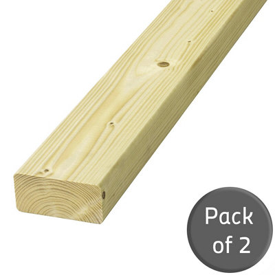 C16 Treated Wood 4x2 (L)1000mm (W)95mm (T)44mm - Pack of 2
