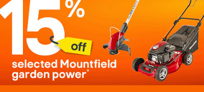 Shop 15% off Mountfield garden power. Includes Mountfield Petrol Rotary Lawnmower and Mountfield Garden multi-tool. Terms & conditions apply, see the *Promotional terms & conditions at the end of the page.