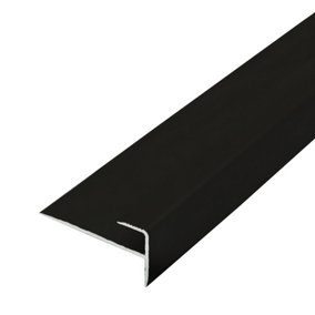 C24 28 x 14.5mm Anodised Aluminium LVT Stair nosing Edge Profile For 5mm Flooring - Black, 0.9m