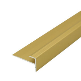 C24 28 x 14.5mm Anodised Aluminium LVT Stair nosing Edge Profile For 5mm Flooring - Gold, 0.9m