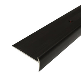 C27 44 x 20.5mm Anodised Aluminium LVT Stair nosing  Edge Profile For 5mm Flooring - Black, 0.9m
