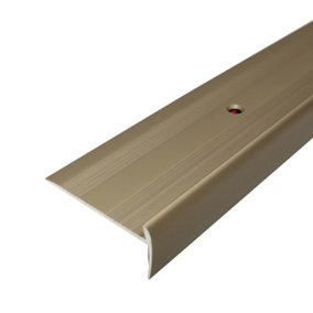 C27 44 x 20.5mm Anodised Aluminium LVT Stair nosing  Edge Profile For 5mm Flooring - Champagne, 0.9m