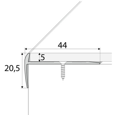C27 44 x 20.5mm Anodised Aluminium LVT Stair nosing  Edge Profile For 5mm Flooring - Champagne, 0.9m